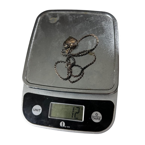 Sterling Silver Chain & Filigree Heart Pendant Necklace Marked 925 Italy 12g - Picture 3 of 7